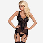 sexy shop Corsetto Femminile con Reggicalze Obsessive Empressia Taglia L/XL - Sensualshop toys