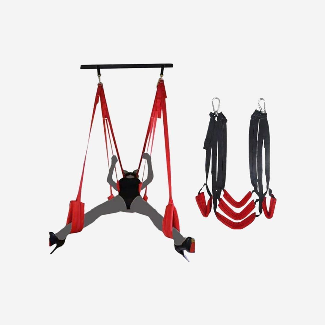 sexy shop Altalena Dell'Amore Bondagerie Per Porta Rosso Nero Altezza regolabile, Cuscinetti Imbottiti e Vellutati - Sensualshop toys