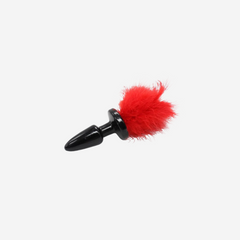 sexy shop Plug Anale 8cm Piumino Rosso Privo Ftalati Silicone Medicale Funny Tail red - Sensualshop toys