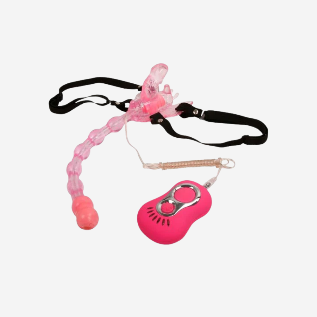 sexy shop Vibratore a Distanza Vagina Clitoride Ano Strap On Con Cinghia Elastica Farfalla - Sensualshop toys