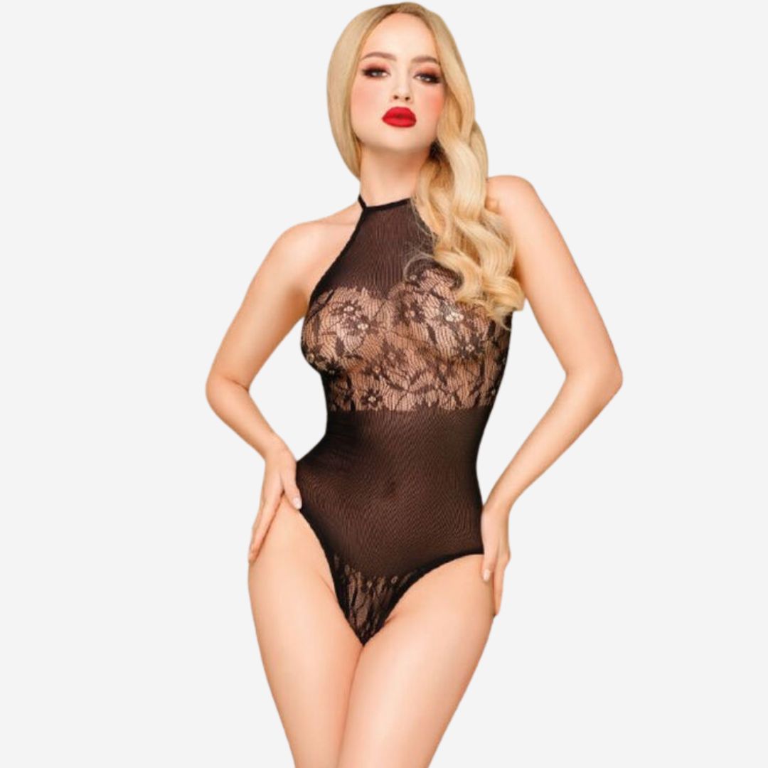 sexy shop Body Attico Sexy Décolleté Blooming Era Teddy S/M/L Elastico Modella - Sensualshop toys