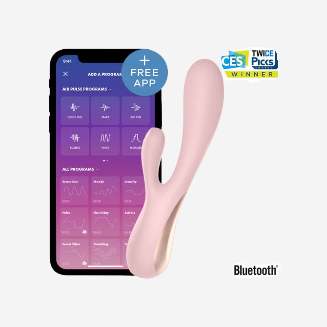 sexy shop Vibratore Rabbit Impermeabile Morbido Silicone Medicale Mono Flex Con App - Rosa - Sensualshop toys