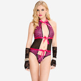 sexy shop Body in Tulle Tessuto Leopardato con Fiocchi Anteriori - Sensualshop toys