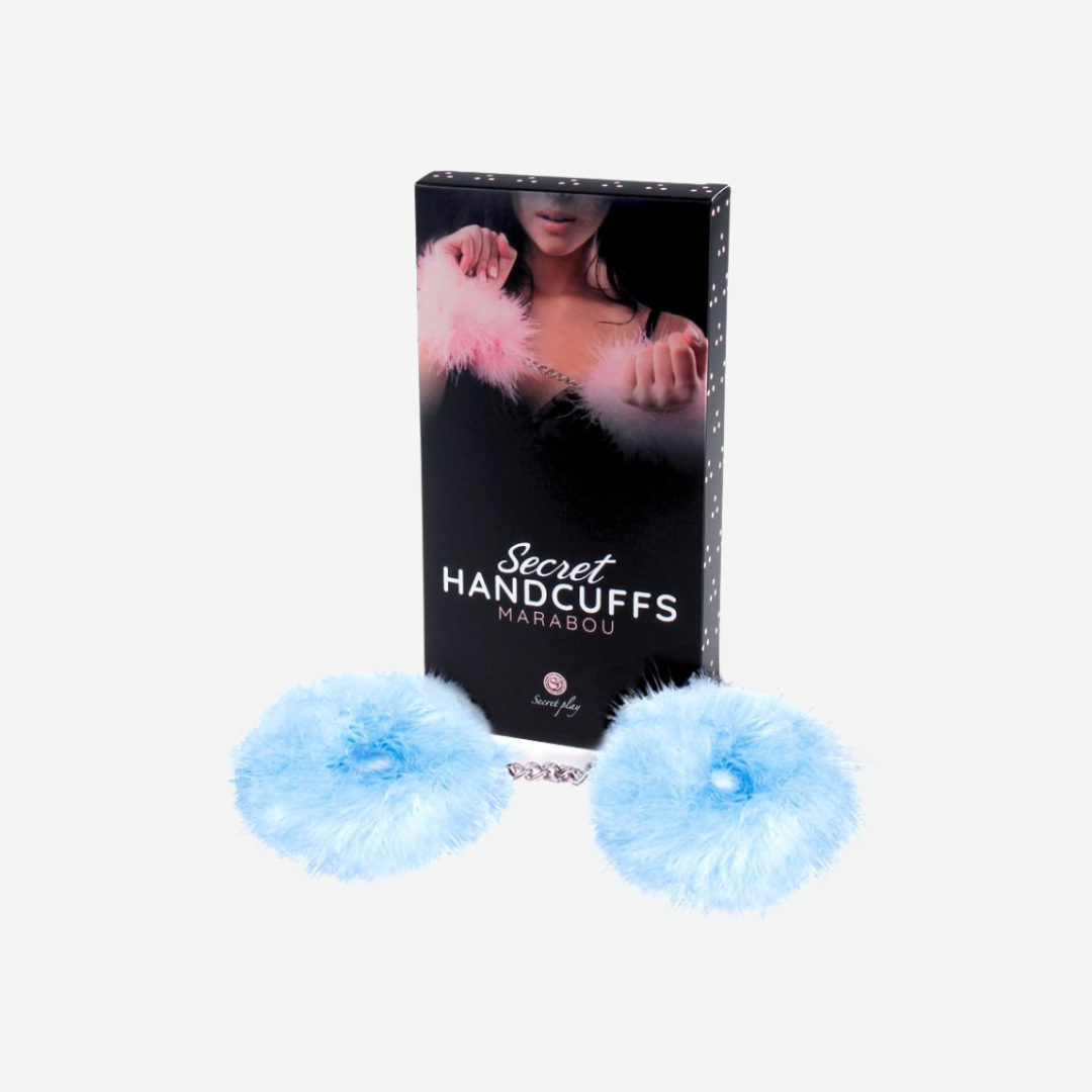 sexy shop Manette Secretplay Blue Light Alluminio e Piuma - Sensualshop toys