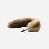 sexy shop Plug Long Fox Tail in Acciaio ed Eco-Pelliccia Marrone - Sensualshop toys