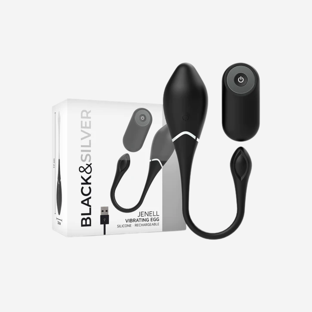 sexy shop Ovulo Vibrante a Distanza 100% Impermeabile Flessibile Carica Usb Black Silver - Sensualshop toys