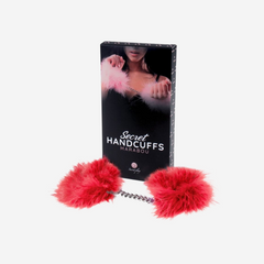 sexy shop Manette Rosse Marabou Alluminio e Piuma - Sensualshop toys
