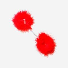 sexy shop Manette Rosse Marabou Alluminio e Piuma - Sensualshop toys