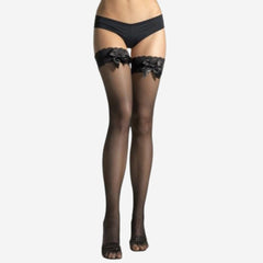 sexy shop Calze a In Microrete Lace Bow Materiale Poliammide Colore Nero Pensato Per Lei - Sensualshop toys