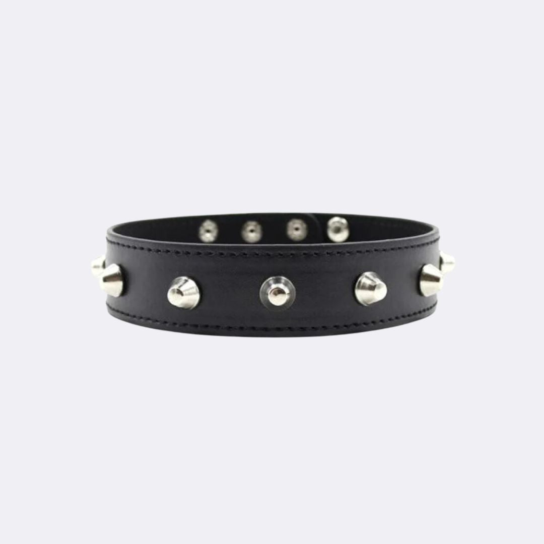 sexy shop Collare Spikes Collar Black Materiale Ecopelle Nero 43cm - Sensualshop toys