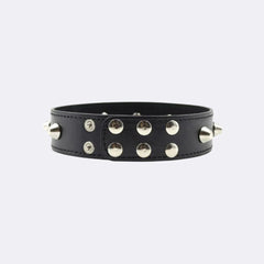 sexy shop Collare Spikes Collar Black Materiale Ecopelle Nero 43cm - Sensualshop toys