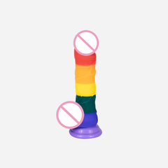 sexy shop Dildo Realistico Con Ventosa Color Arcobaleno 21 cm - Sensualshop toys