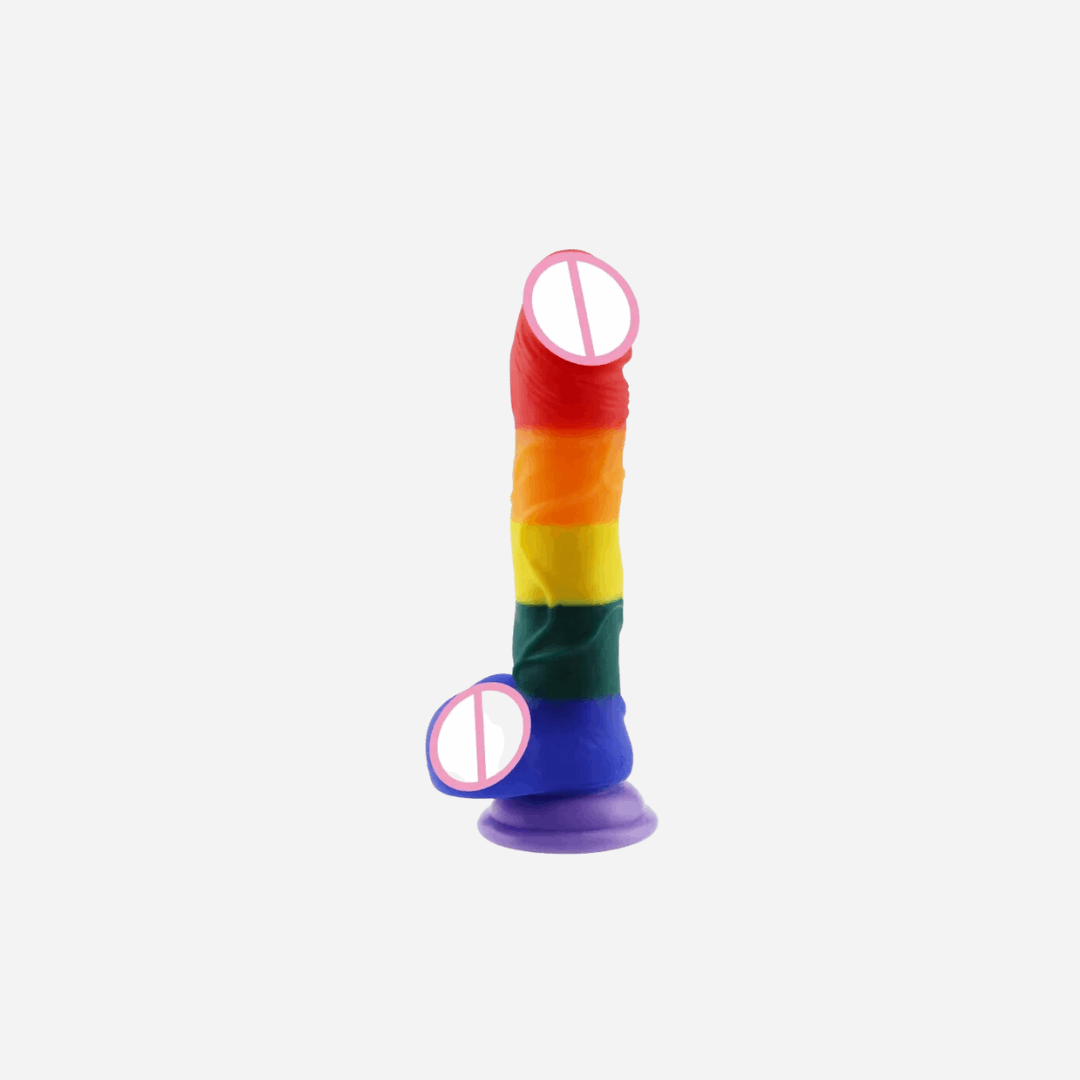 sexy shop Dildo Realistico Con Ventosa Color Arcobaleno   21 cm - Sensualshop toys