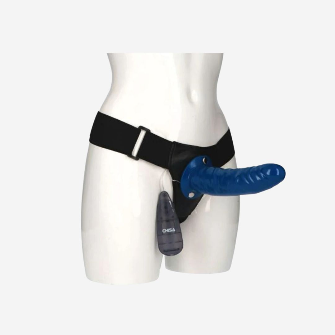 sexy shop Chisa Strap On Basic Harness Blue Indossabile e Vibrante - Sensualshop toys