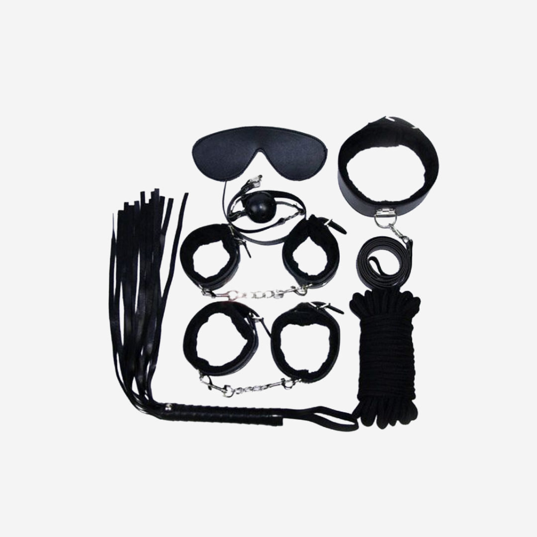 sexy shop Kit Bondage Per La Coppia 7 Pezzi - Nero - Sensualshop toys