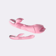 sexy shop Vibratore Rabbit Riscaldante Candy con Lingua Stimolante Flessibile con 12 Modalità di Vibrazione - Sensualshop toys