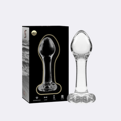 NEBULA SERIES BY IBIZA - MODELLO 2 PLUG ANALE VETRO BOROSILICATO TRASPARENTE 11 CM -O- 3.5 CM