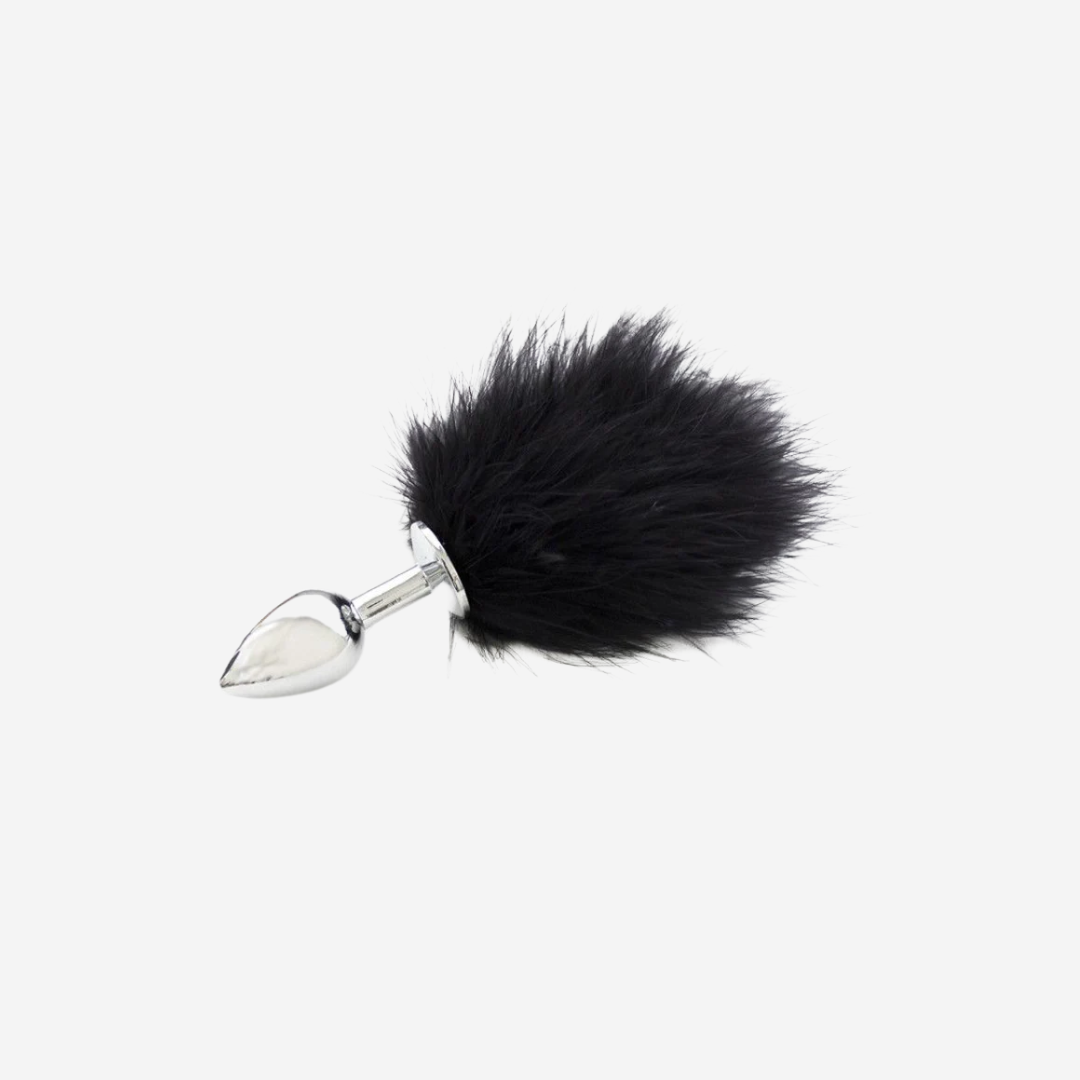 sexy shop Plug Anale Con Piumino Coda Pony Tail Black 6cm x 2.5cm - Sensualshop toys