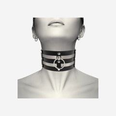 sexy shop Collare Bondage Nero - Artigianale In Pelle Vegan - Taglia Unica Regolabile - Sensualshop toys
