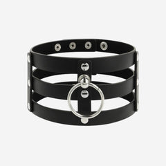 sexy shop Collare Bondage Nero - Artigianale In Pelle Vegan - Taglia Unica Regolabile - Sensualshop toys