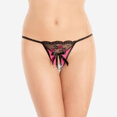 sexy shop Softline Perizoma Aperto Nero/Rosa Con Fiocchetto - Sensualshop toys