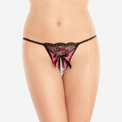 sexy shop Softline Perizoma Aperto Nero/Rosa Con Fiocchetto - Sensualshop toys