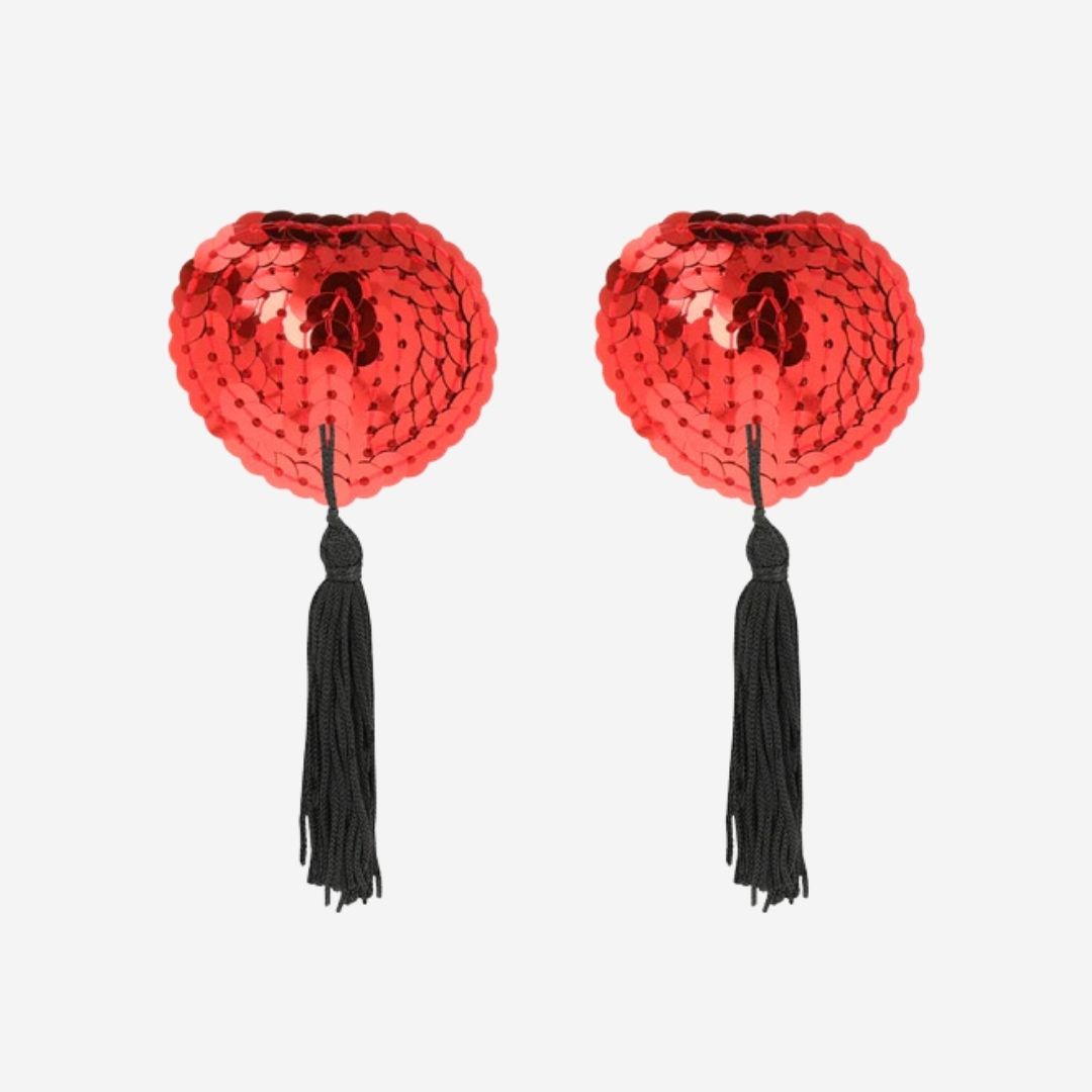 sexy shop Copri Capezzoli Coquette Chic Desire Rosse - Con Nastro Adesivo - Sensualshop toys