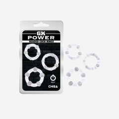 sexy shop Set Anelli Fallici Beaded Clear GK Power Cockrings Materiale: Privo Di Ftalati, Tpe e Materiale: Privo Di Ftalati, Tpe - Sensualshop toys