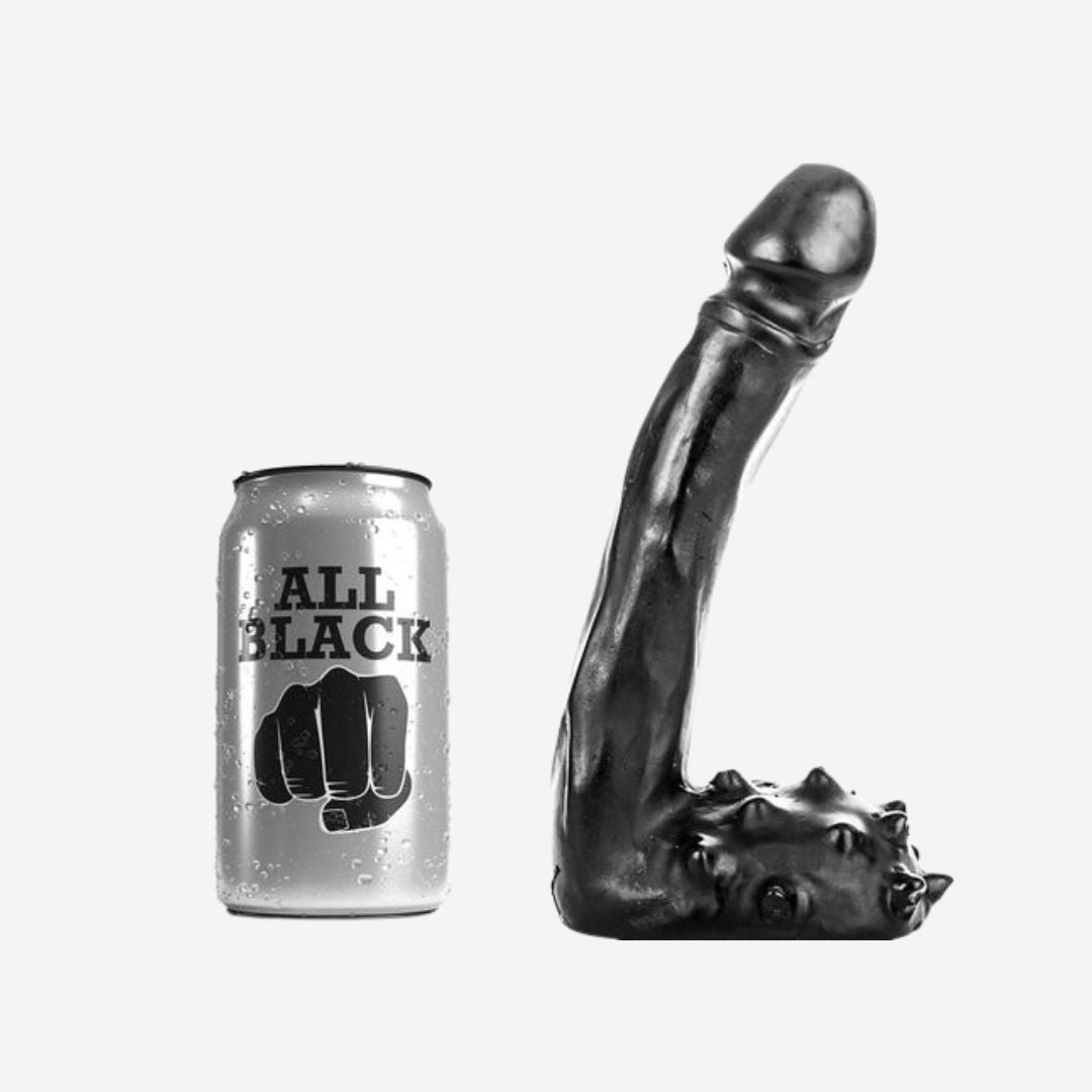 sexy shop Dildo Realistico Base Piatta Testicoli Con Rilievi e Venature All Black 19cm X 3.50Cm - Sensualshop toys