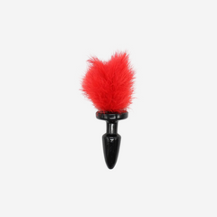 sexy shop Plug Anale 8cm Piumino Rosso Privo Ftalati Silicone Medicale Funny Tail red - Sensualshop toys