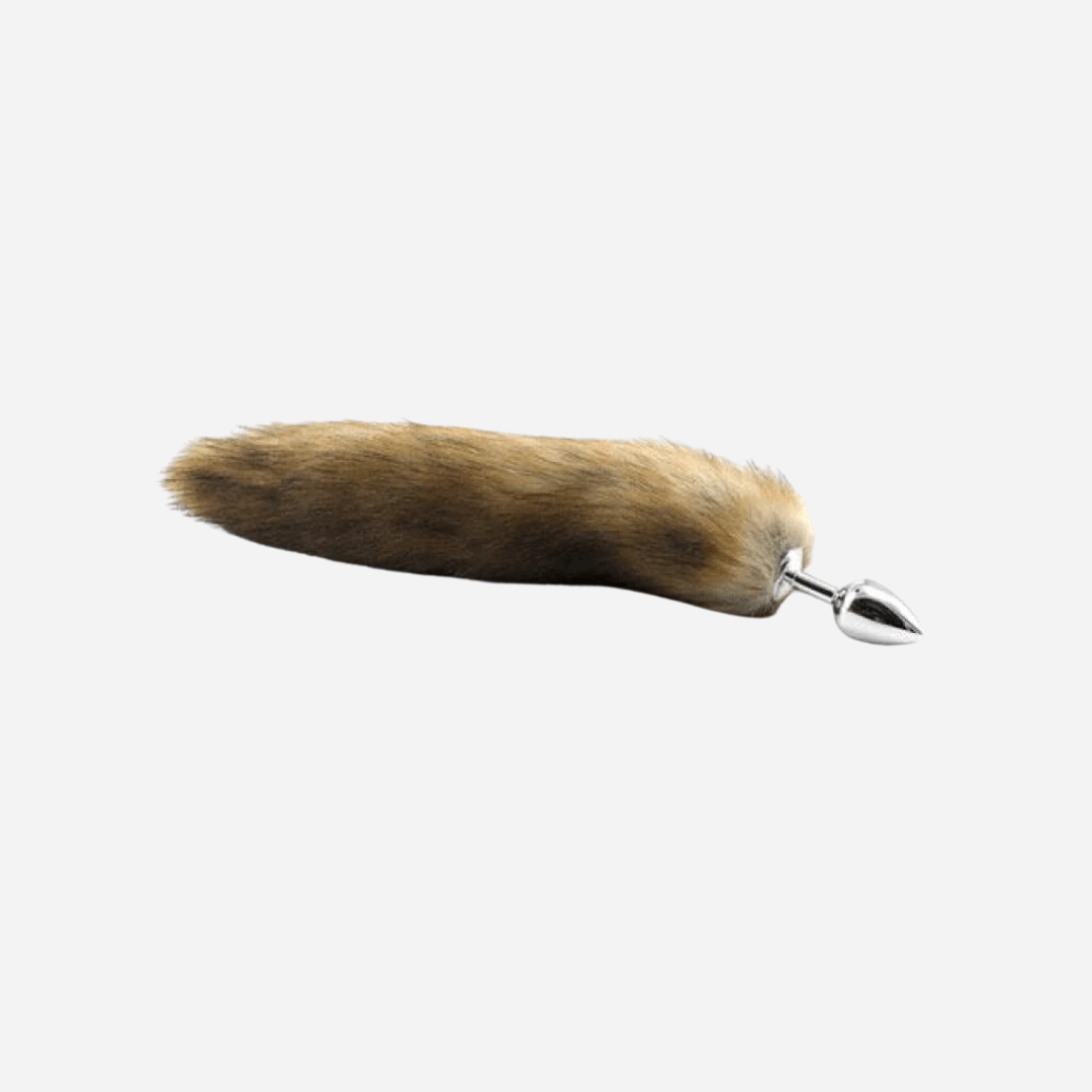 sexy shop Plug Long Fox Tail in Acciaio ed Eco-Pelliccia Marrone - Sensualshop toys