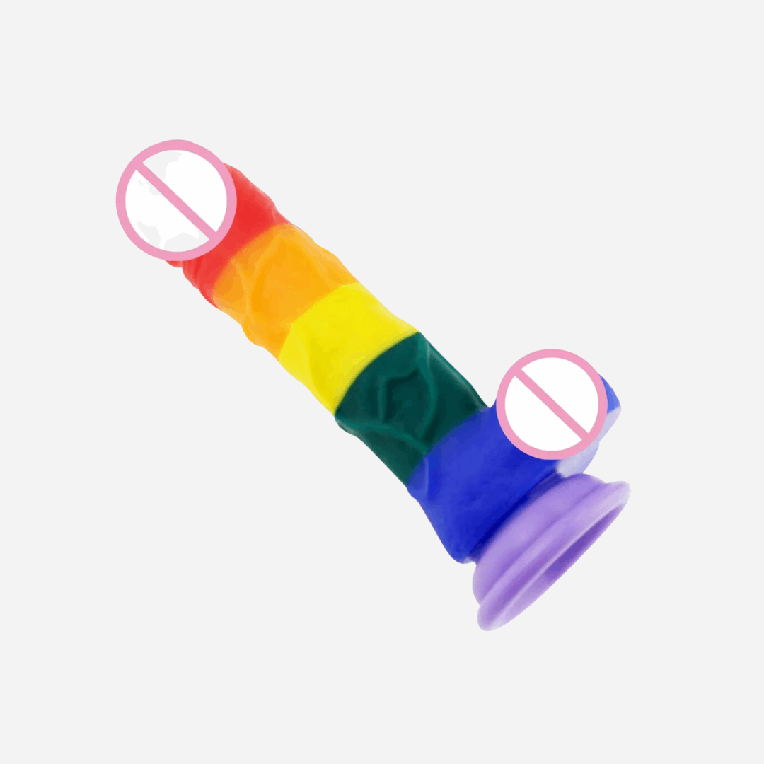 Dildo Realistico Con Ventosa Color Arcobaleno   21 cm