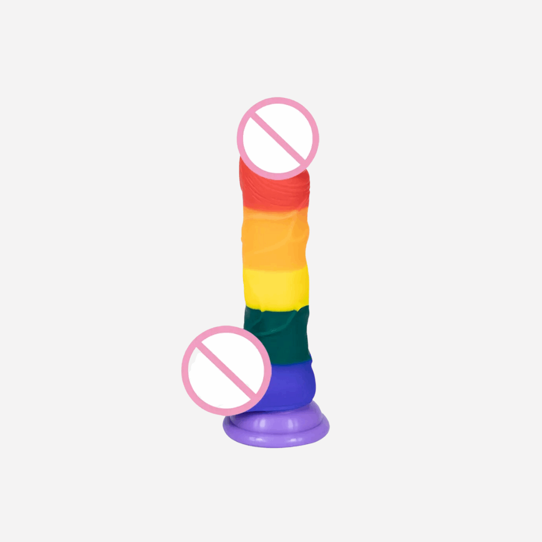 sexy shop Dildo Realistico Con Ventosa Color Arcobaleno   21 cm - Sensualshop toys