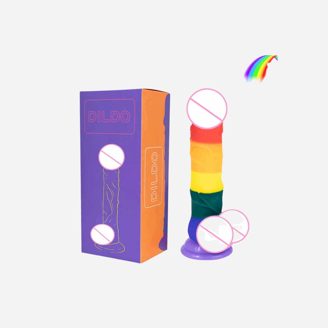 Dildo Realistico Con Ventosa Color Arcobaleno   21 cm