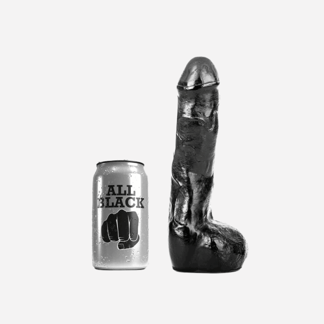 sexy shop Pene Realistico All Black Materiale PVC  Misure Inseribili 18 x 3,5 cm - Sensualshop toys